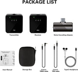 FRAMONICS Wireless Lavalier Microphone with AI Noise Canceller 2.4GHz Dual Lavalier Microphone with Monitor Gain and Mute Interview TikTok